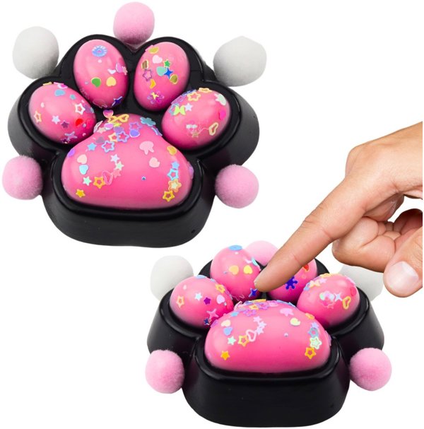 Αντιστρές Αισθητηριακό Squishy Μαύρο-Ροζ Γατίσιο Πατουσάκι