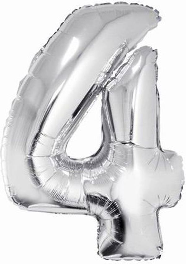 Μπαλόνι foil GoDan αριθμός "4" ασημί 85cm (FG-C85S4)