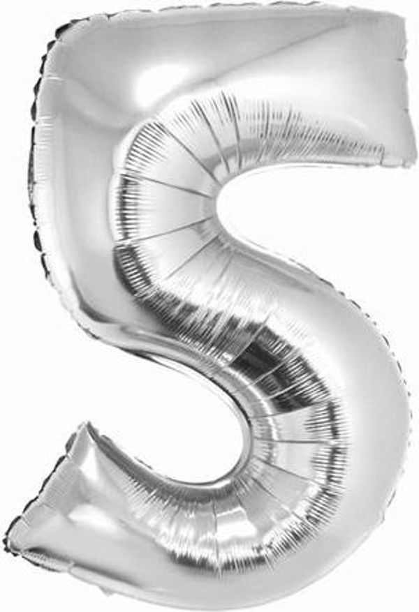 GoDan Μπαλόνι foil αριθμός "5" ασημί 85cm