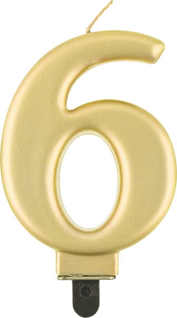 GoDan Κερί γενεθλίων "6" χρυσό 8cm