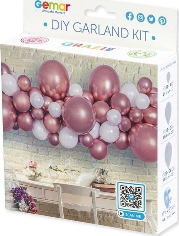 GoDan DIY μπαλόνι γιρλάντα ροζ και χρυσό. 65 μπαλόνια + κορδέλα 13828482 8021890000000