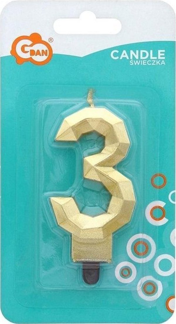 GoDan Κερί Αριθμός 3 Διαμάντι 7.6cm