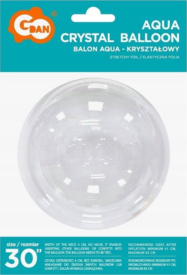 Μπαλόνι Aqua κρυστάλλινο χωρίς εκτύπωση 30" GoDan AA