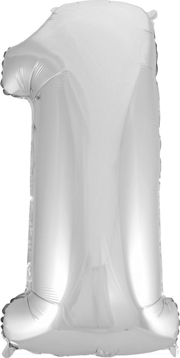 GoDan Μπαλόνι foil αριθμός "1" ασημί 85cm