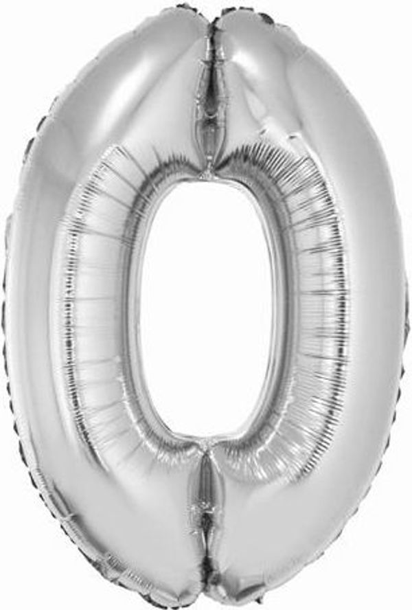 GoDan Μπαλόνι foil αριθμός "0" ασημί 85cm