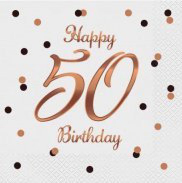 GoDan Χαρτοπετσέτες B&C Happy 50 Birthday λευκές 33x33 20τεμ