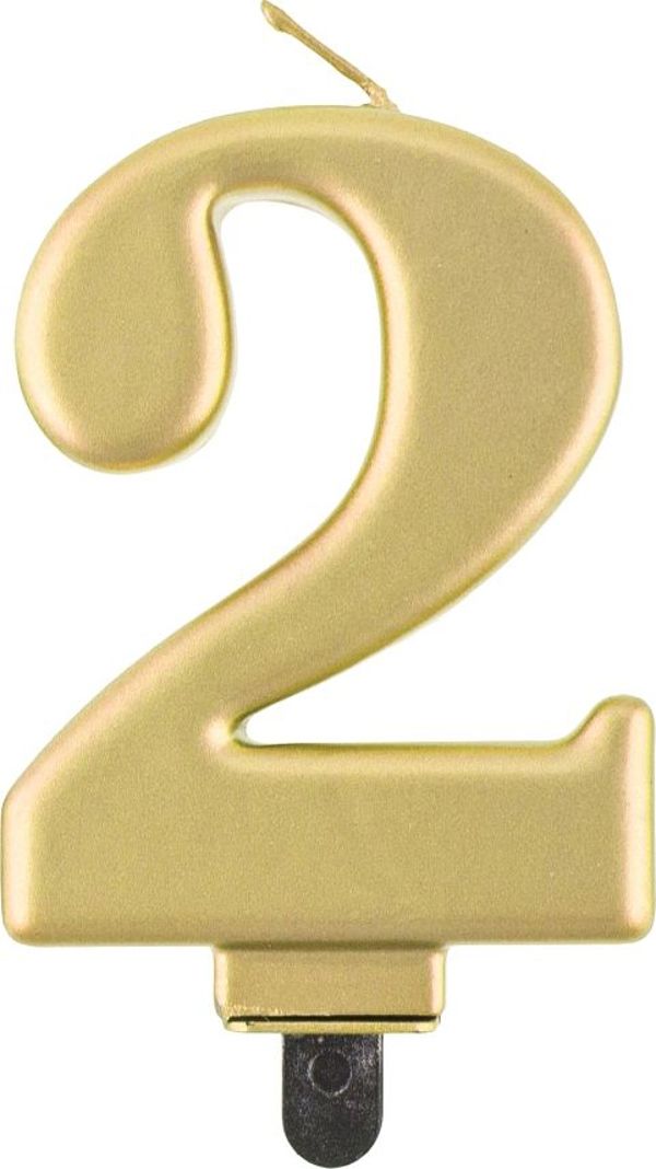 GoDan Κερί γενεθλίων "2" χρυσό 8cm