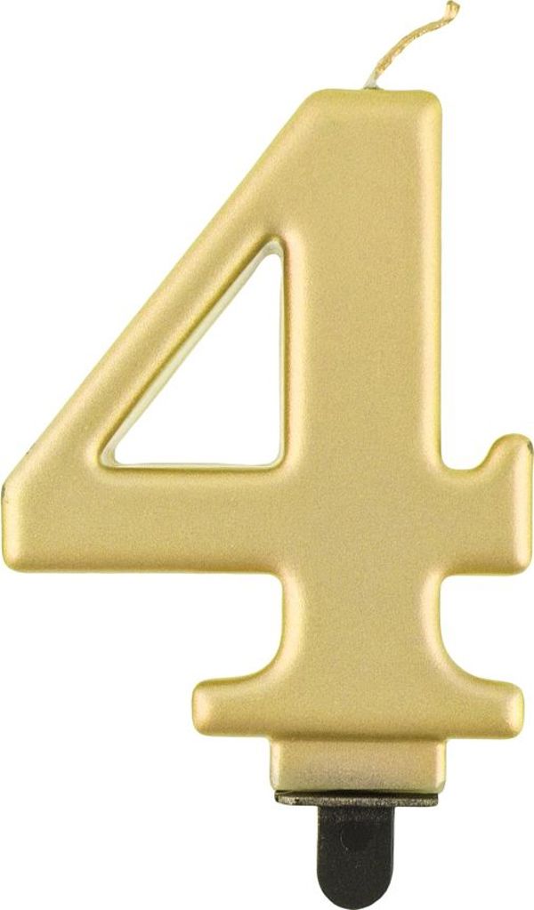 GoDan Κερί γενεθλίων "4" χρυσό 8cm