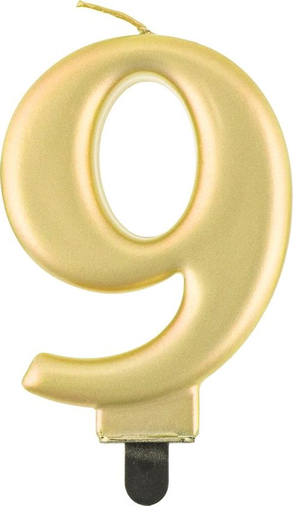 GoDan Κερί γενεθλίων "9" χρυσό 8cm