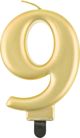 GoDan Κερί γενεθλίων "9" χρυσό 8cm