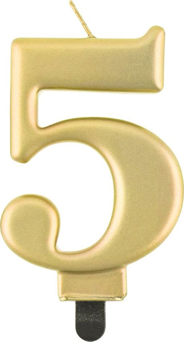 GoDan Κερί γενεθλίων "5" χρυσό 8cm