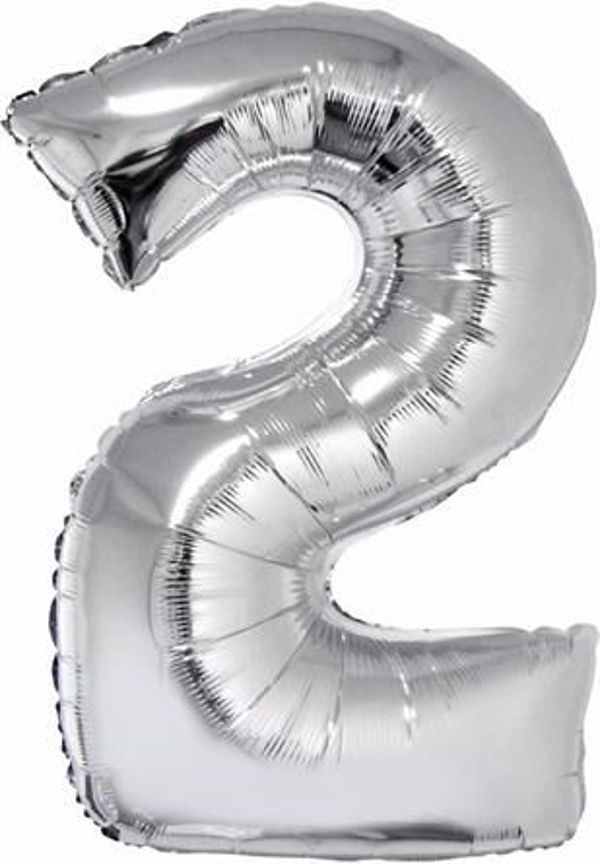GoDan Μπαλόνι foil αριθμός "2" ασημί 85cm