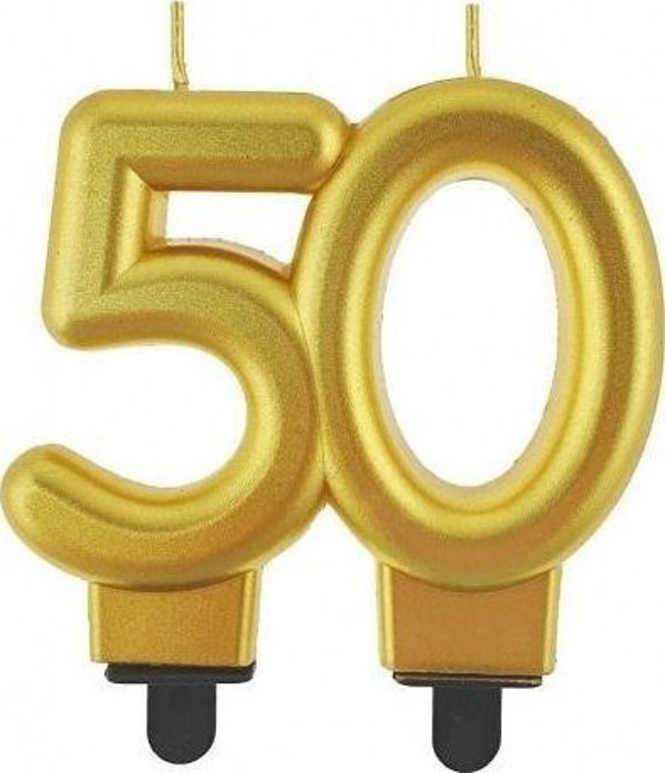 GoDan Κερί αριθμός 50 Beauty&Charm μεταλλικό χρυσό 8cm