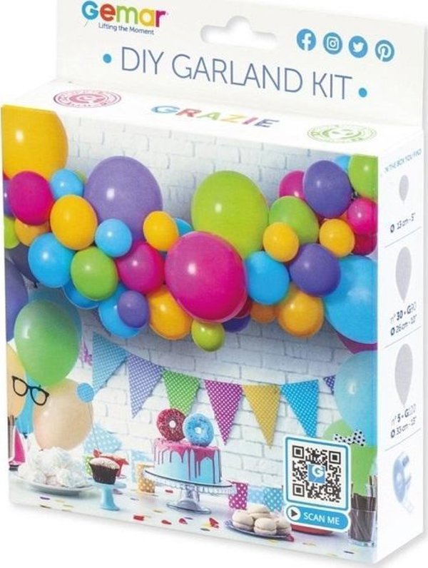 GoDan Γιρλάντα με μπαλόνια DIY πολύχρωμη 65 μπαλόνια + ταινία