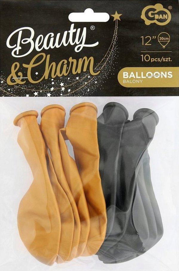 GoDan Μπαλόνια Beauty&Charm μεταλλικά χρυσά και μαύρα 10 τεμάχια