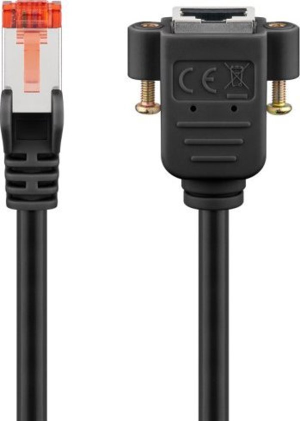Καλώδιο επέκτασης Goobay CAT 6 S/FTP (PiMF), μαύρο - Μήκος καλωδίου 1 μ