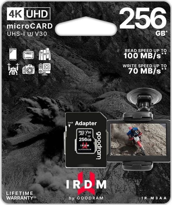 Κάρτα GoodRam IRDM MicroSDXC 256 GB Class 10 UHS-I/U3 V30 (IR-M3AA-2560R12)