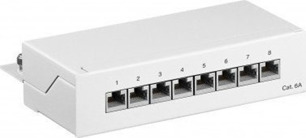 Goobay Patch Panel STP Cat.6A, 8 Θυρών, Επιτοίχιο/Επιτραπέζιο, Λευκό, 62067