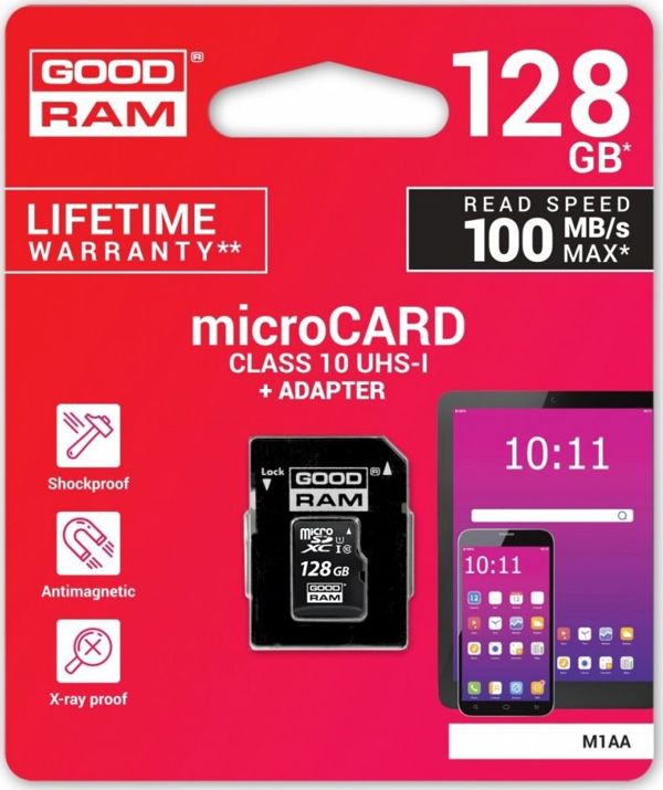 Κάρτα GoodRam MicroSDXC 128 GB Class 10 UHS-I/U1 (M1AA-1280R12)