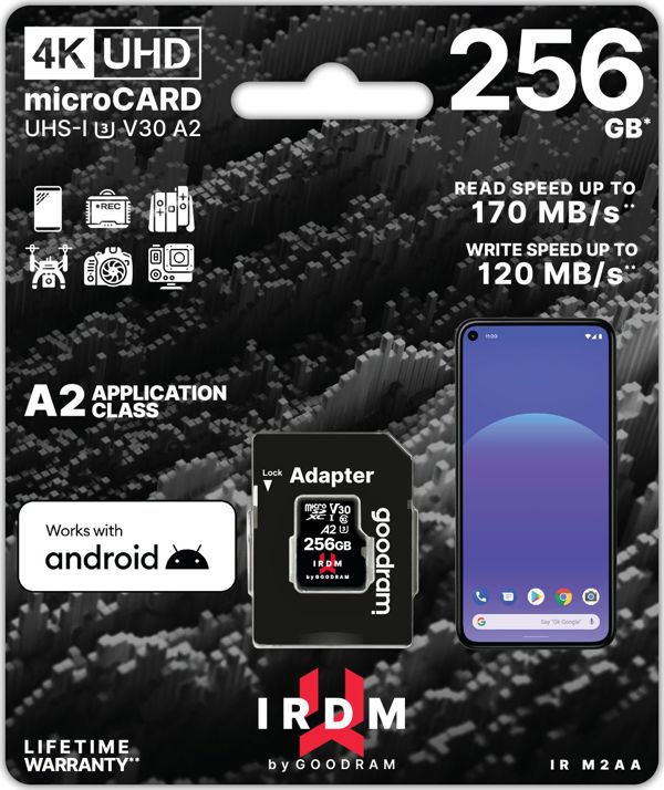 Κάρτα Goodram IRDM M2AA MicroSDXC 256 GB Class 10 UHS-I/U3 A2 V30 (IR-M2AA-2560R12)