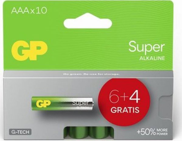 GP 6+4 GP Super Αλκαλικές 1,5V AAA Micro LR03 GPSUP24A997C10