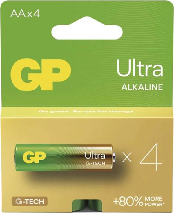 GP Αλκαλική μπαταρία, AA (LR6), AA, 1.5V, GP, συσκευασία blister, 4-pack, ULTRA