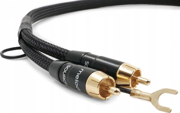Καλώδιο 2xRCA PHONO για γραμμόφωνο με γείωση Melodika MDPHD35 Purple Rain Black Edition - 3,5m