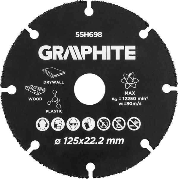 Δίσκος κοπής HM για ξύλο και πλαστικά 125 x 22.2 mm 55H698 GRAPHITE