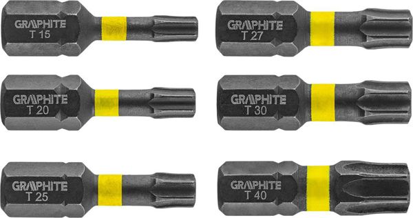 Σετ Κρουστικές Μύτες Graphite 56H541, TX10-TX40, 25mm, Από Ατσάλι S2, 6 Τεμάχια