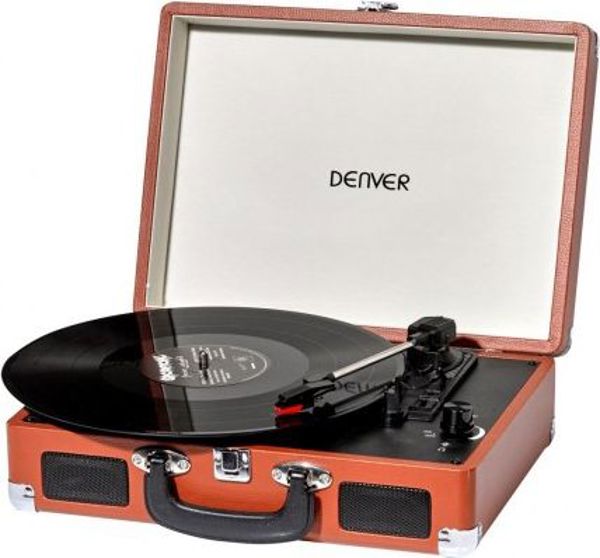 Denver VPL-120 Πικάπ Retro Ημιαυτόματο με USB, AUX και Έξοδο Ακουστικών, Καφέ