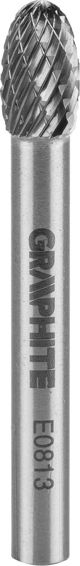 Graphite Φρέζα Μετάλλου HM Τύπου E Οβάλ 8x13mm, Στέλεχος 6mm, Μήκος 45mm, Κωδικός 55H364