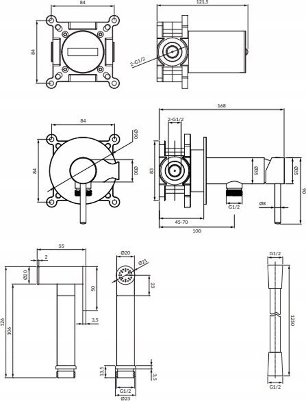Graphite bidet set OMNIRES BIDETTA Y