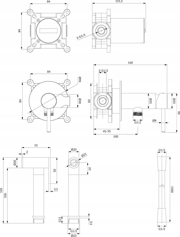 Graphite bidet set OMNIRES BIDETTA Y