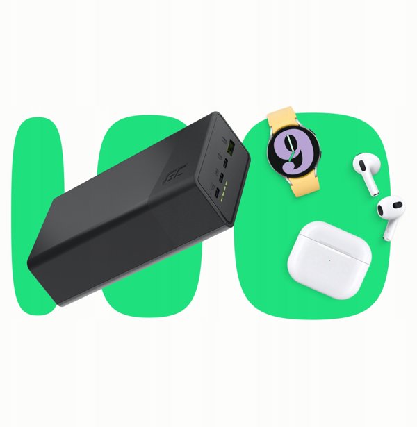 Green Cell PowerPlay 30 Powerbank 30.000mAh, 22,5W, 4 Θύρες - Λευκό