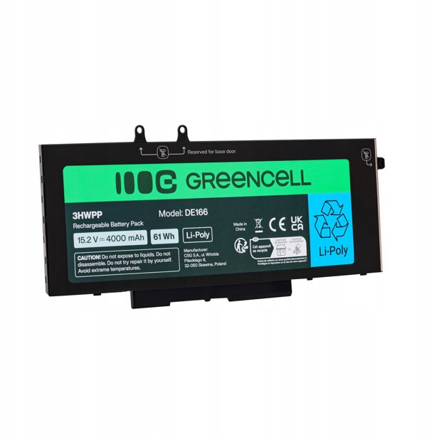 GREEN CELL BATERIA DE166 DO DELL 3HWPP LATITUDE 5400, 5401, 5410, 5411, 5500, 5501, 5510, 5511, 7591 4000MAH 15,2V