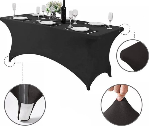GreenBlue Ελαστικό Κάλυμμα Τραπεζιού Catering Μαύρο 180x75x74cm, Spandex, GB372
