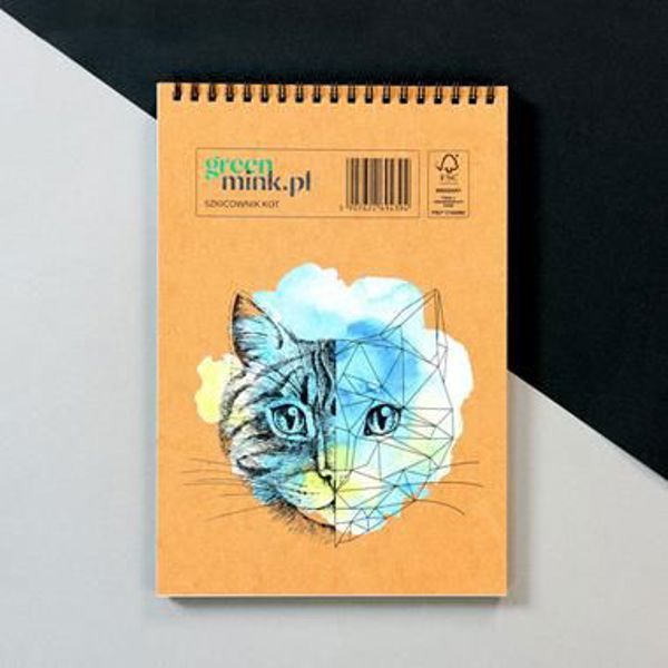 Greenmink Τετράδιο Σκίτσων Cat SZ08, 96 Σελίδες, 17x25cm, Λευκό, Οικολογικό με Σπιράλ