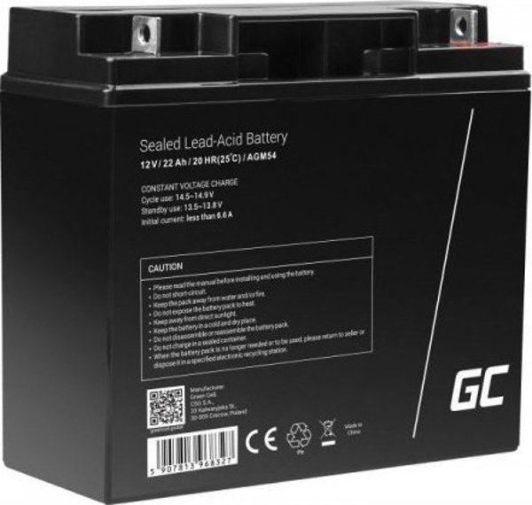 Μπαταρία Gel/AGM Green Cell AGM54 12V 22AH