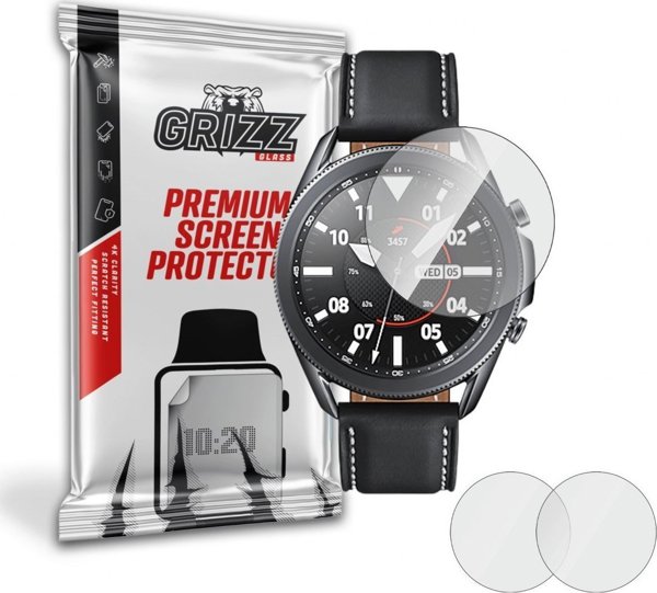GrizzGlass Υβριδικό Γυαλί για Samsung Galaxy Watch 3 45mm, 2 Τεμάχια, Προστασία Οθόνης, Αντιχαρακτικό