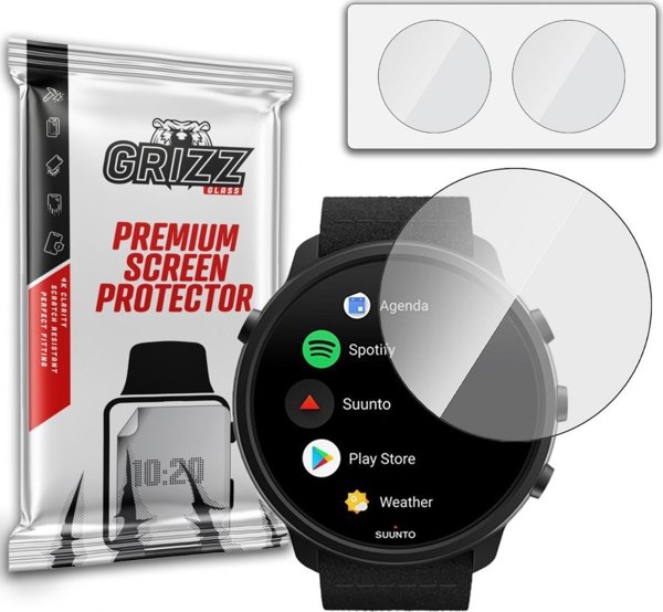 GrizzGlass Υβριδικό Γυαλί Προστασίας για Suunto 7, 2 Τεμάχια, Anti-Scratch & Oleophobic