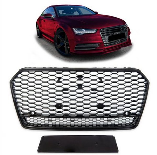 MTuning Μάσκα Αυτοκινήτου για Audi A7 C7 Facelift, Gloss Black (Γυαλιστερό Μαύρο)