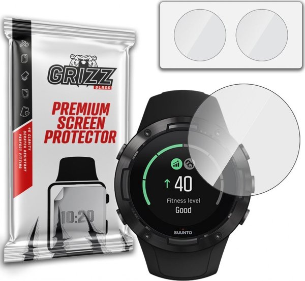 GrizzGlass Υβριδικό Γυαλί Προστασίας για Suunto 5 – 2 Τεμάχια – Ανθεκτικό στην Κρούση και τις Γρατζουνιές