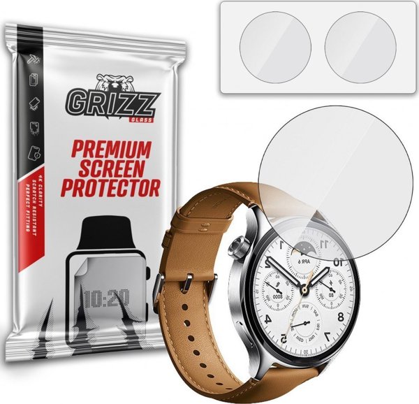 GrizzGlass Υβριδικό Γυαλί για Xiaomi Watch S1 Pro - Προστασία Οθόνης, 2 Τεμάχια