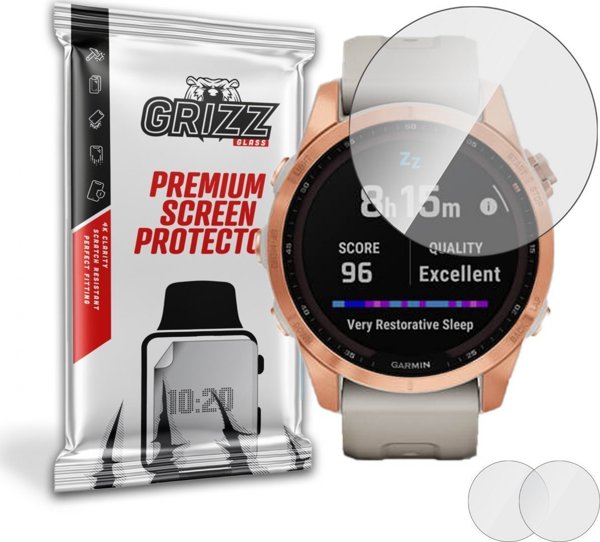 GrizzGlass Υβριδικό Γυαλί Προστασίας για Garmin Fenix 7s - 2 Τεμάχια, Ανθεκτικό στις Γρατζουνιές, Εύκολη Τοποθέτηση