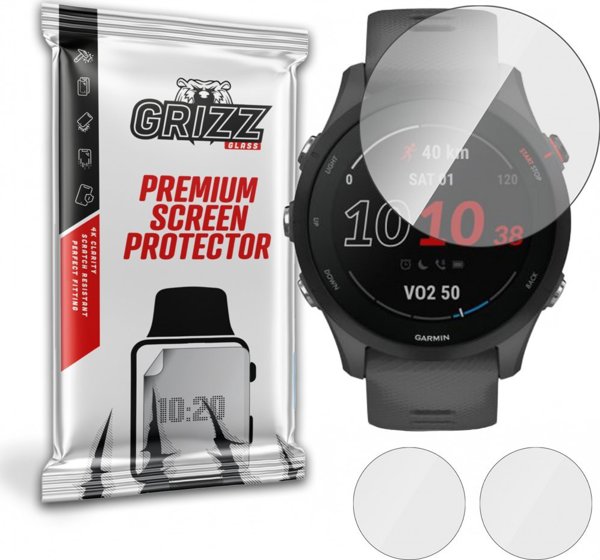 GrizzGlass Υβριδικό Γυαλί Προστασίας για Garmin Forerunner 255 - 2 Τεμάχια, Αντιχαρακτικό, Εύκολη Εφαρμογή