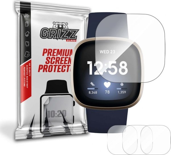 GrizzGlass Προστατευτική Μεμβράνη Υδρογέλης για Fitbit Versa 3 - 3 Τεμάχια - Διαφανής