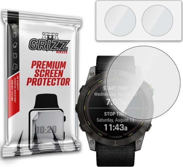 GrizzGlass Υβριδικό Γυαλί Προστασίας για Garmin Enduro 2 51mm, 2 Τεμάχια, Anti-Scratch & Oleophobic