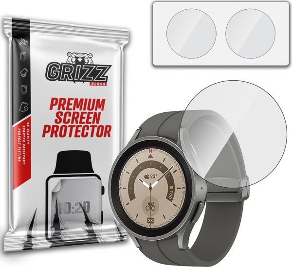 GrizzGlass Υβριδικό Γυαλί για Samsung Galaxy Watch 5 Pro, Προστασία Οθόνης, 2 Τεμάχια, Διαφανές