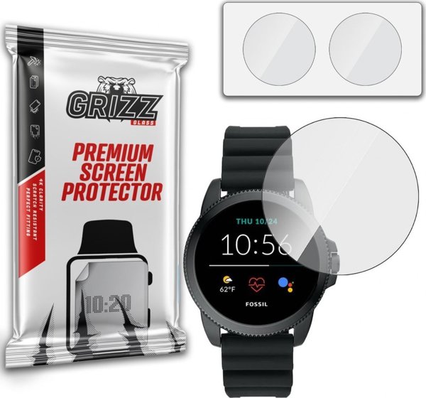 GrizzGlass Υβριδικό Γυαλί για Fossil Gen 5E, 2 Τεμάχια, Προστασία Οθόνης με Ελαιοφοβική Επίστρωση, Ανθεκτικό στις Γρατζουνιές