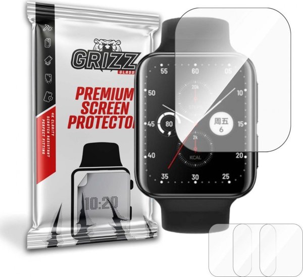 GrizzGlass Προστατευτικό Οθόνης Υδρογέλης για Oppo Watch 2 46mm, 3 Τεμάχια, Διαφανές